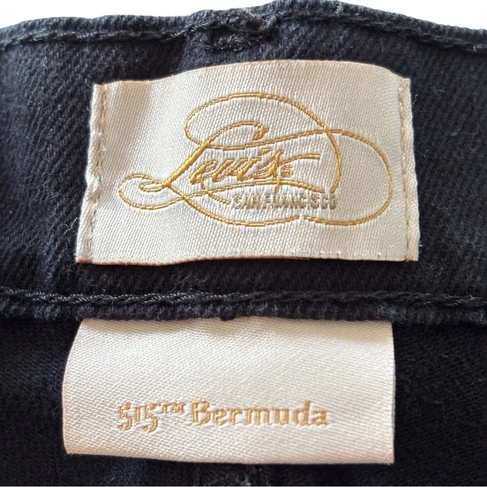 Levi's 515 Bermuda Shorts Womens Size 14 Black Denim Rhinestone Pockets Stretch